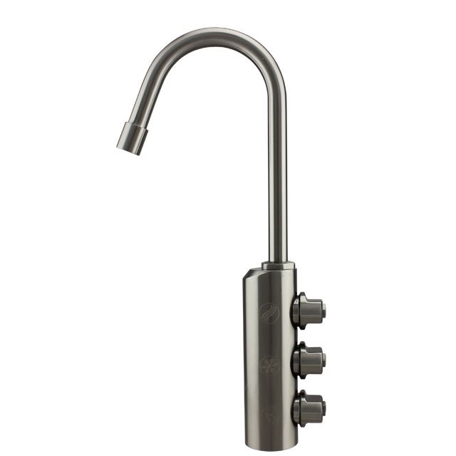 Stainless steel low neck three way tap