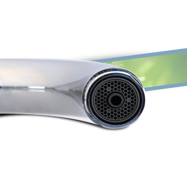 Three-way mixer tap with LED - high spout