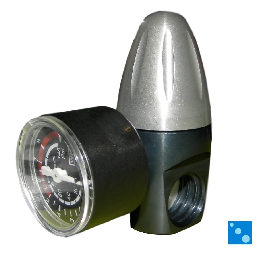 ACME2G Pressure Regulator fitted with low pressure gauge