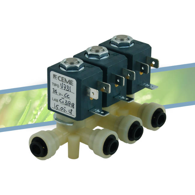 Triple solenoid valve outlet 6mm 24V
