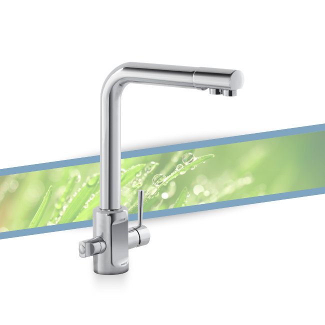Three-way mechanical tap with high spout