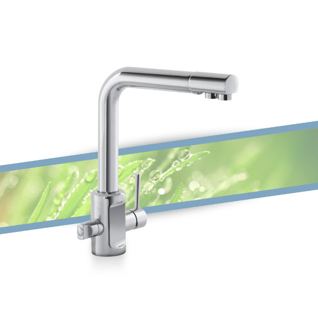 Three-way mechanical tap with low spout